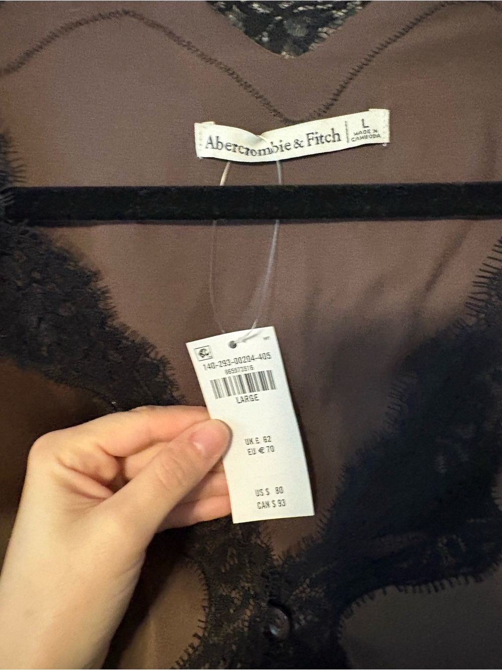 Abercrombie & Fitch Brown Cardigan with Black Lace Trim - Picture 3 of 4